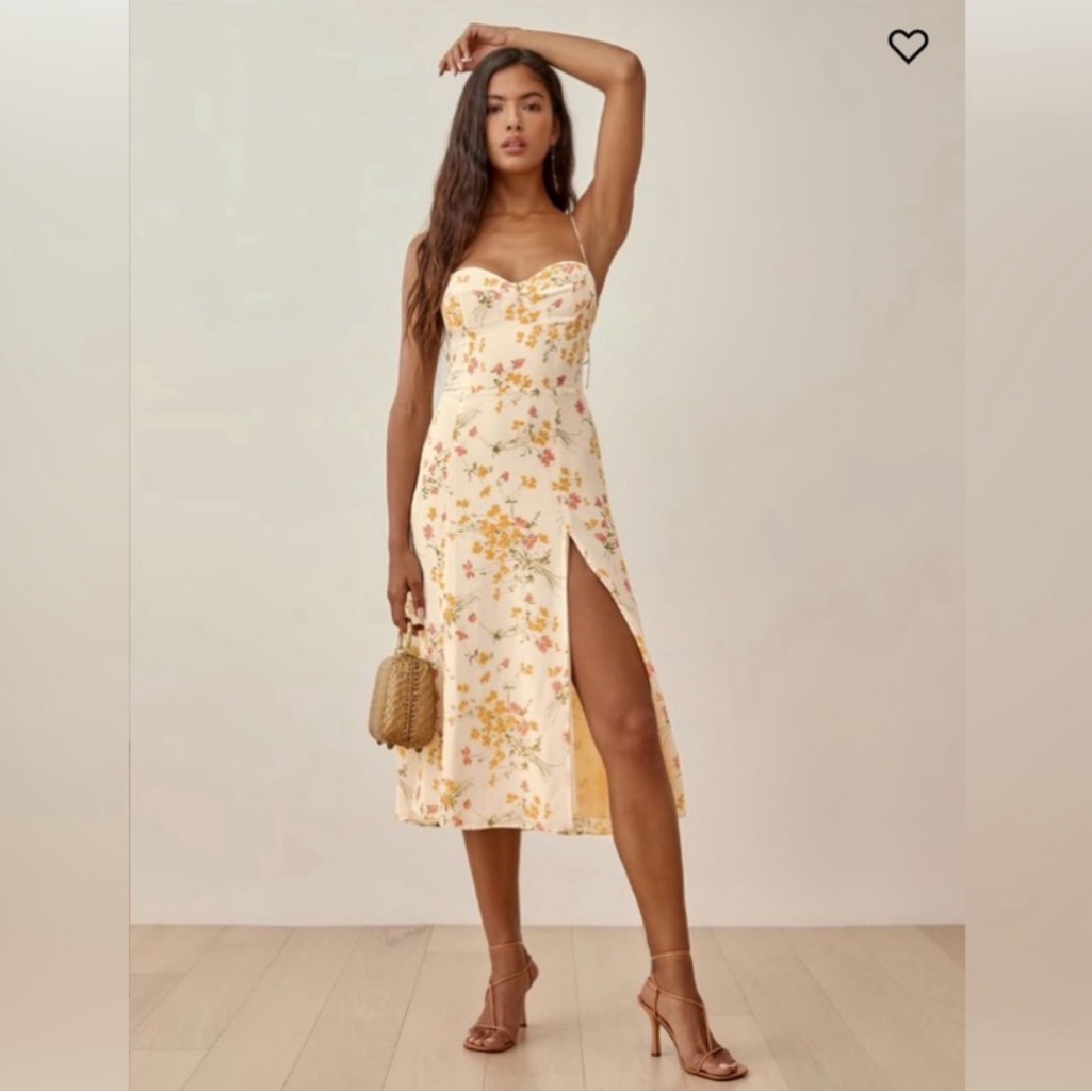 Reformation Juliet Yellow Floral Dress - Size 0